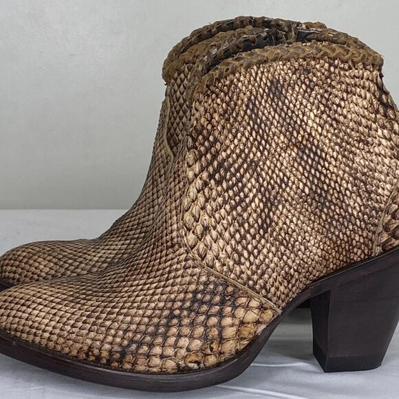 NEW ALLENS Women’s Kyra Brown Exotic High Heel Ankle Boots – Size 6B - Picture 10 of 13